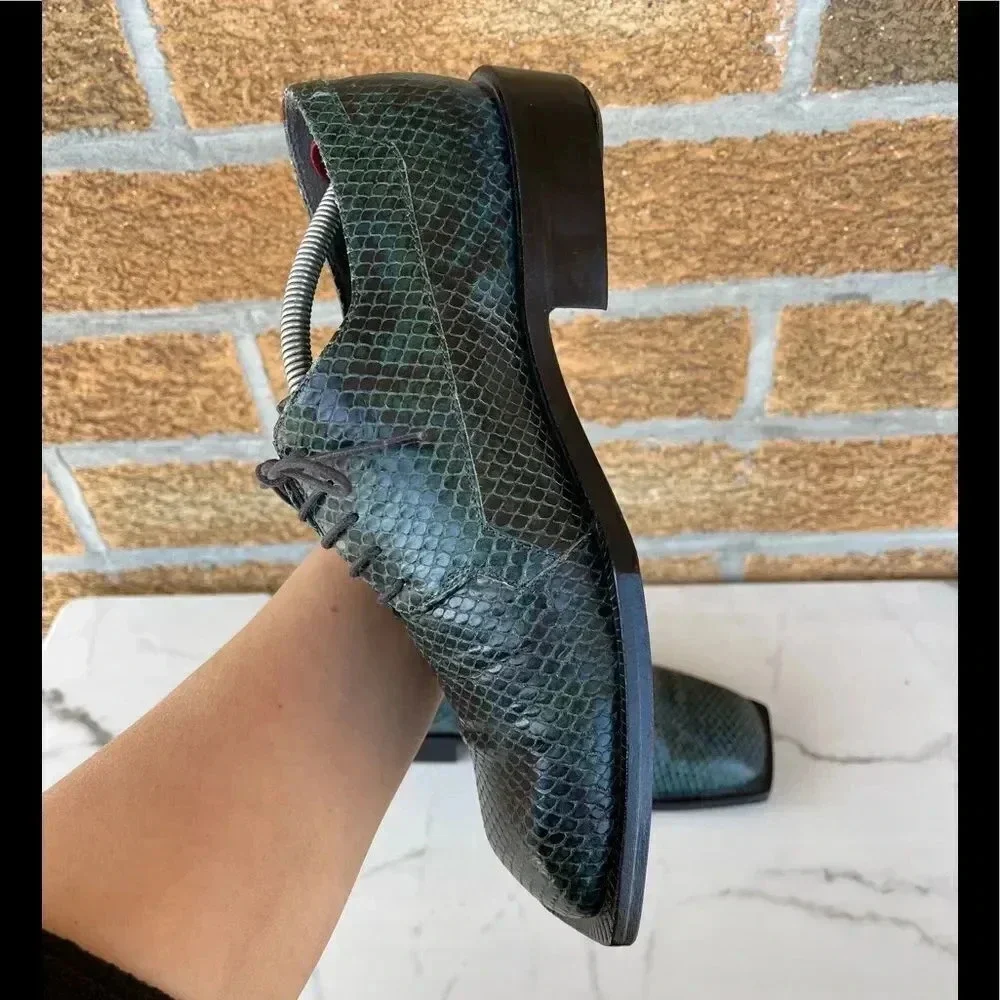 Emilio Franco crocodile square toe shoes size 8